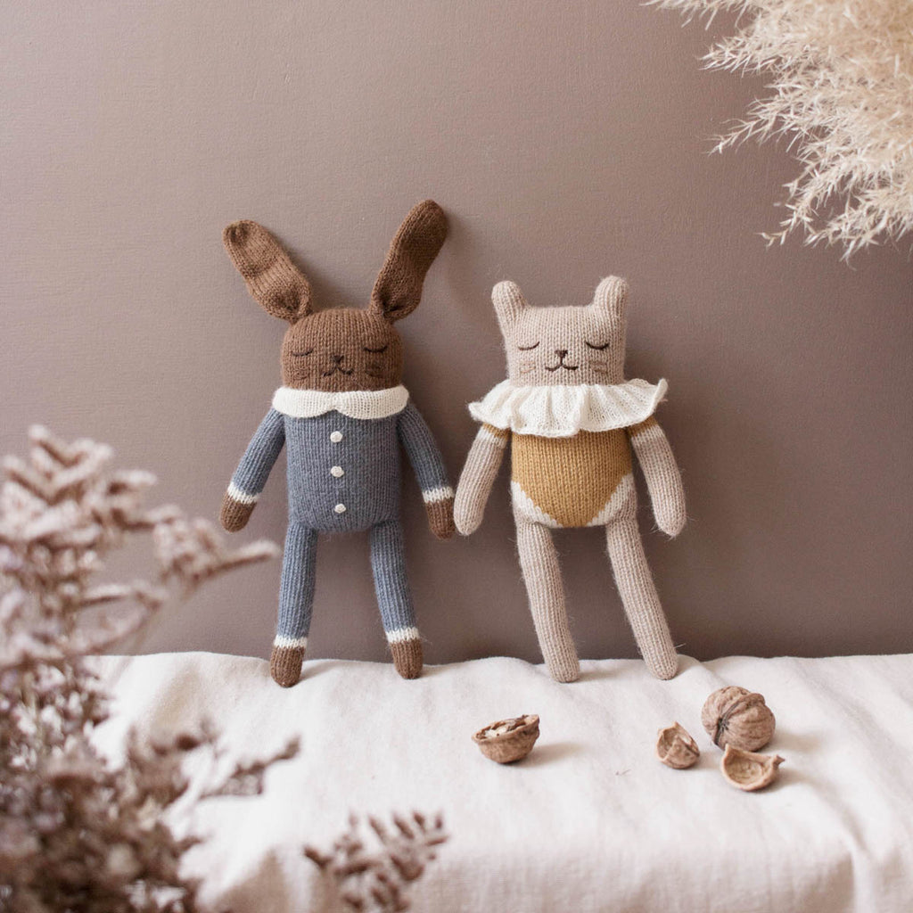 bunny knit toy | slate jumpsuit
