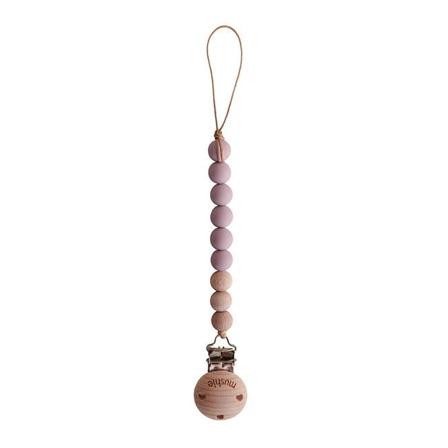 Mushie Pacifier Clips Cleo Mauve
